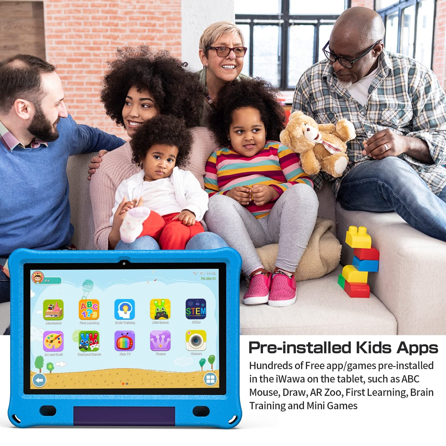 VASOUN Kids Tablet 10 inch, Android 15 Tablets for Kids with 6GB RAM and 64GB ROM, 6000 Mah, Tablet PC with Time Limits, Age Filters, Parental Controls, 5G WIFI, Bluetooth(Blue)
