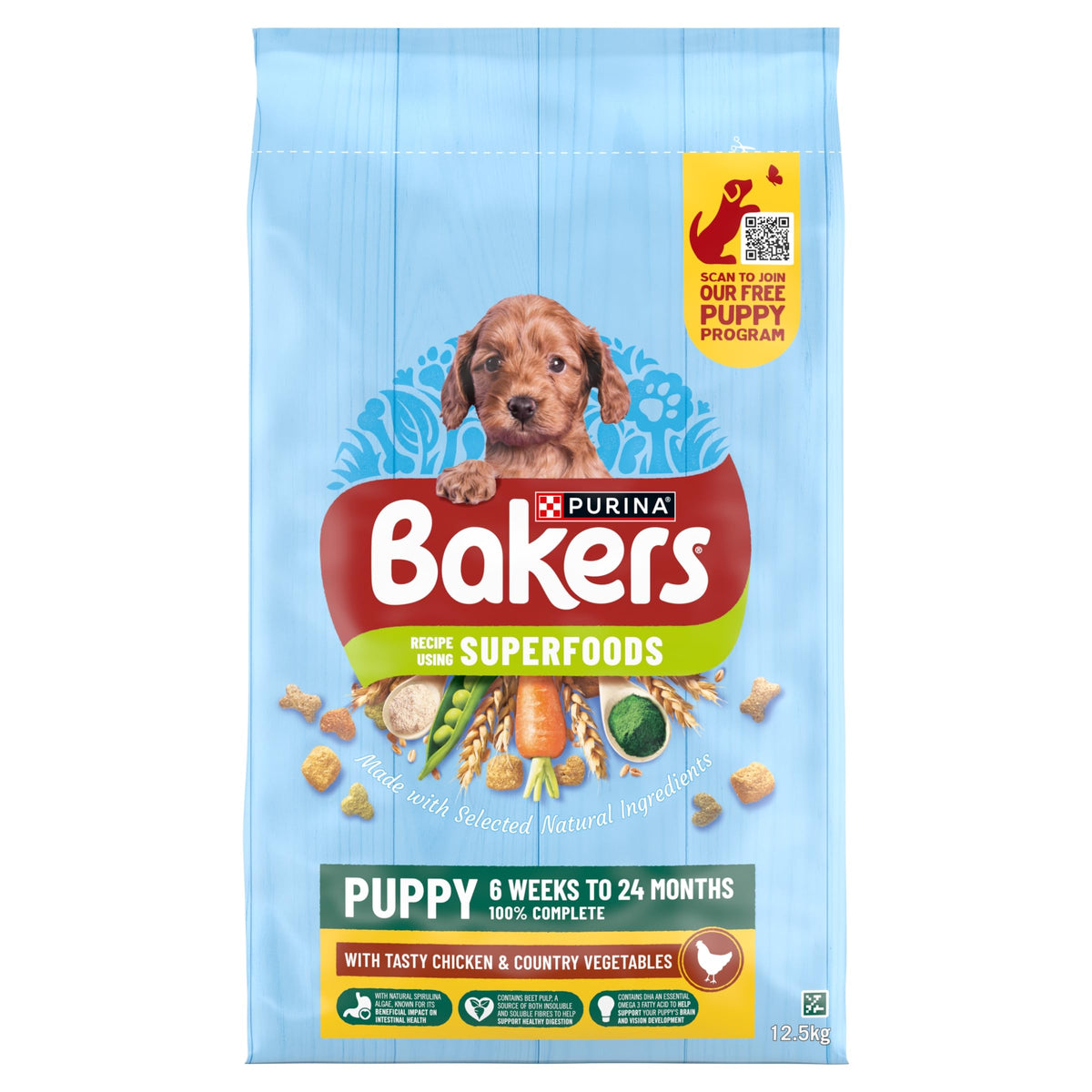 BAKERS Superfoods Small Dog Adult Dry Dog Food Chicken 1.1kg (Pack of 5)