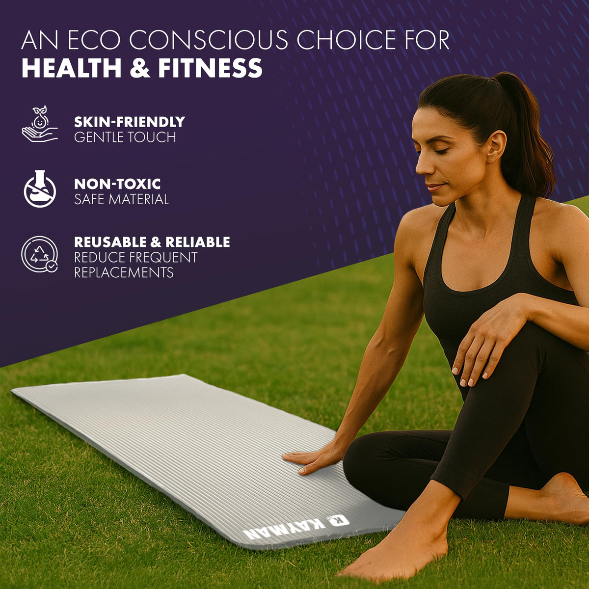 KAYMAN Yoga Mat - Non-Slip Extra Thick 8mm NBR Foam, Exercise Mat, 180x60cm