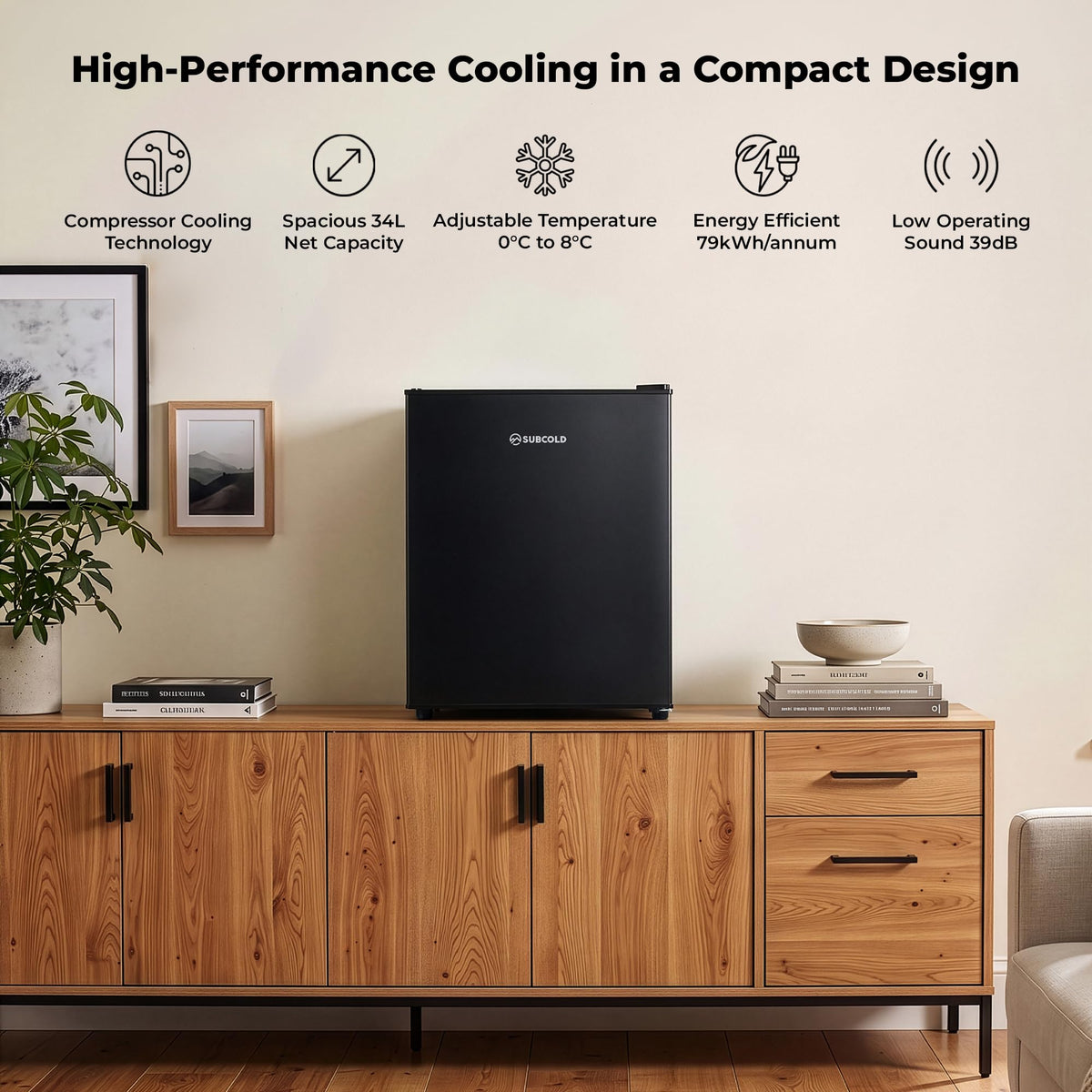 Subcold Cave35 Beer Fridge | 35L | 0-8°C | LED | Stainless Steel Door