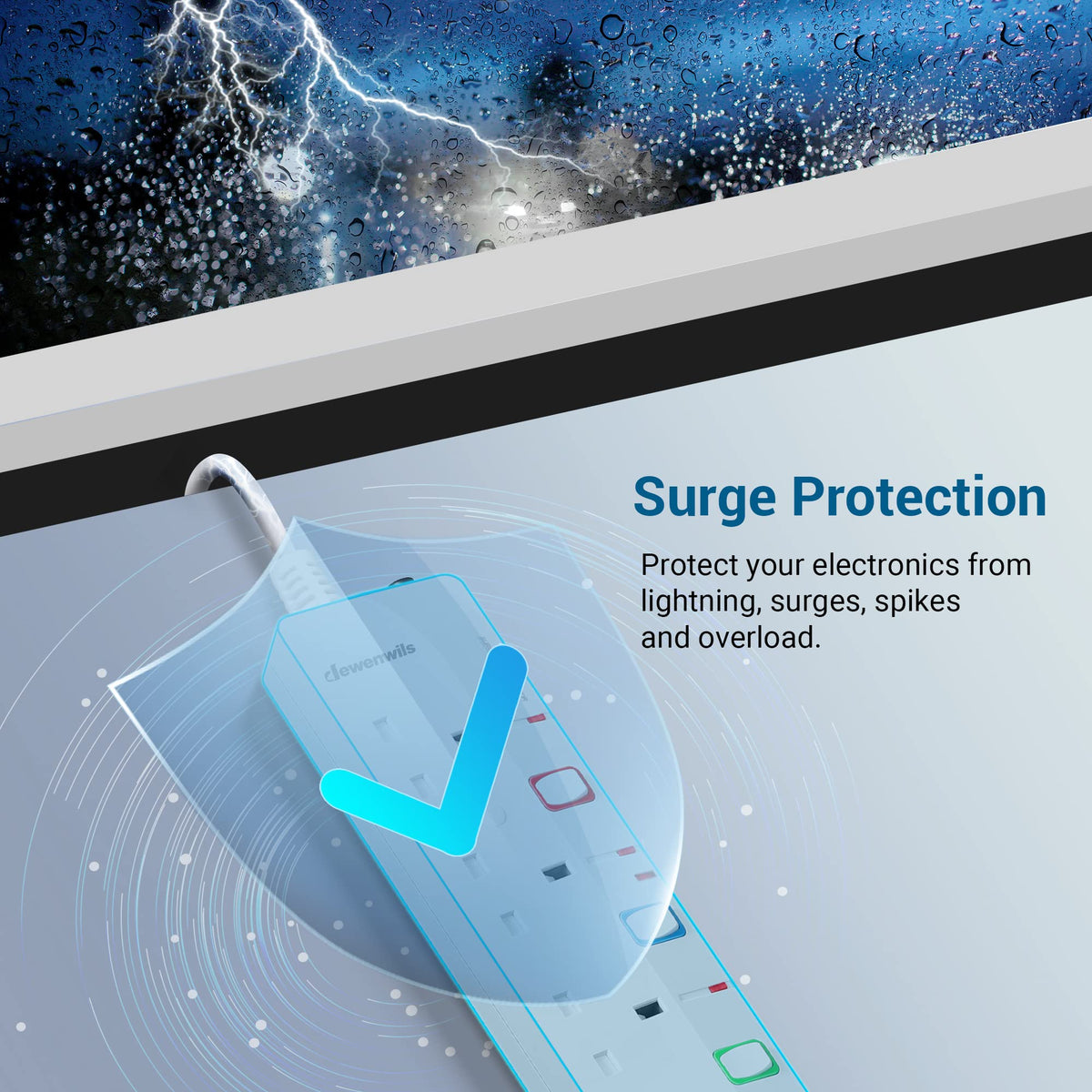 DEWENWILS 6 Way Surge Protected Extension Lead with Individual Switches