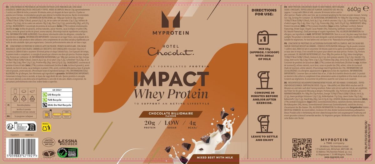 Myprotein Impact Whey Protein Powder | Vanilla - 30 Servings | Up to 23 g Whey Protein Per Serving with BCAAs | Builds Lean Muscle, Speeds Recovery | Low Fat & Carbs | Vegetarian