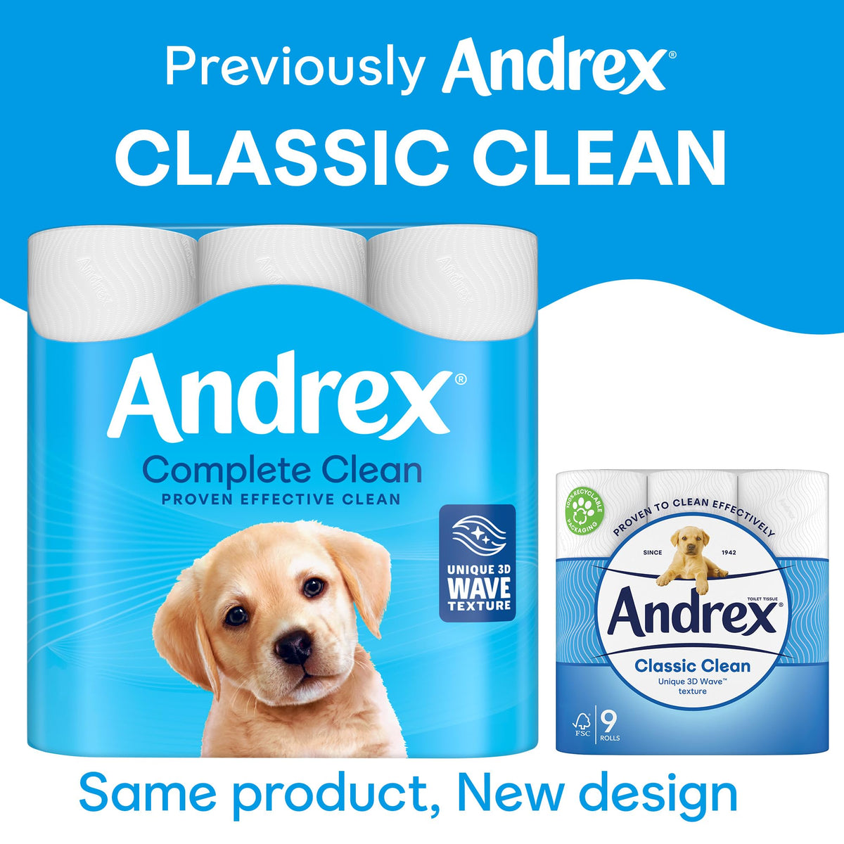 Andrex Complete Clean Toilet Roll - 24 Toilet Rolls, Bulk Buy