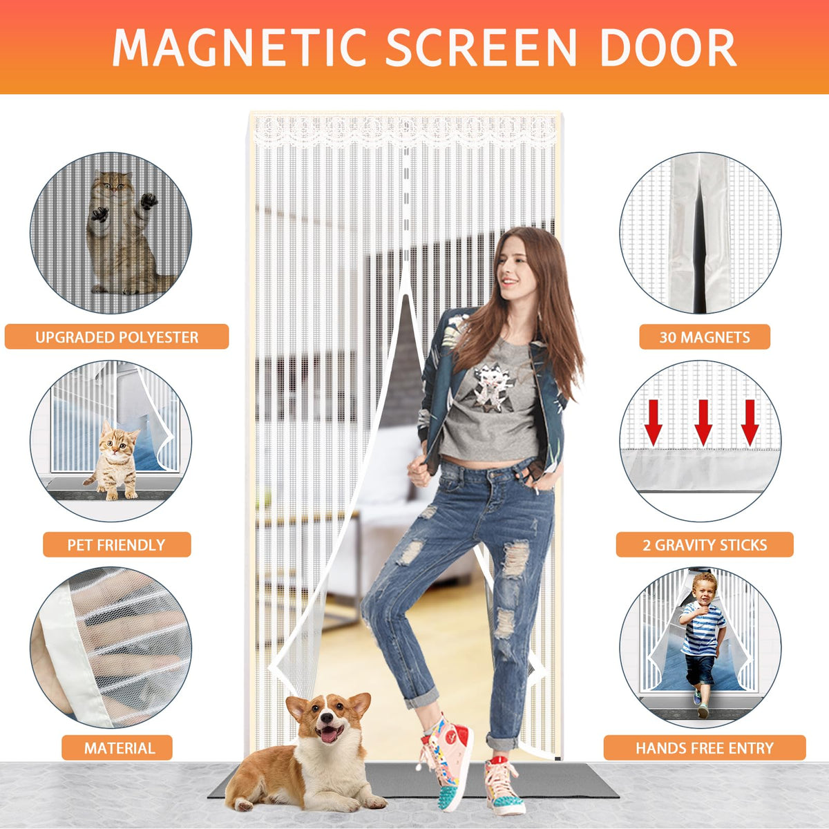 YRH Magnetic Fly Screen Door (90x210cm, Black)