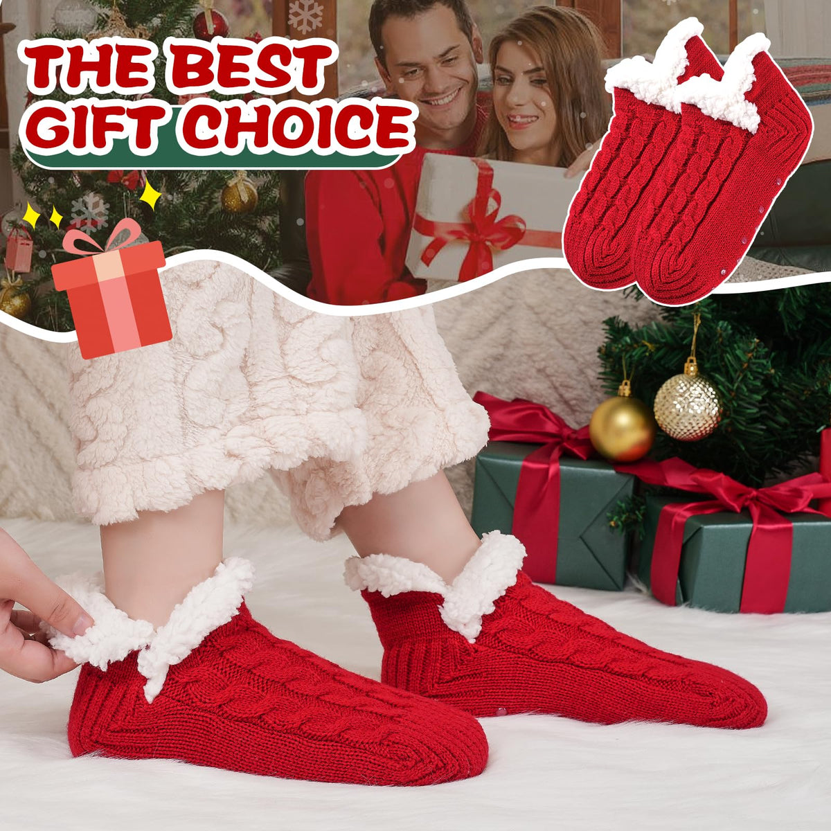 Niorasen Fluffy Slipper Socks Women Men, Winter Gift for Her, UK 4-9