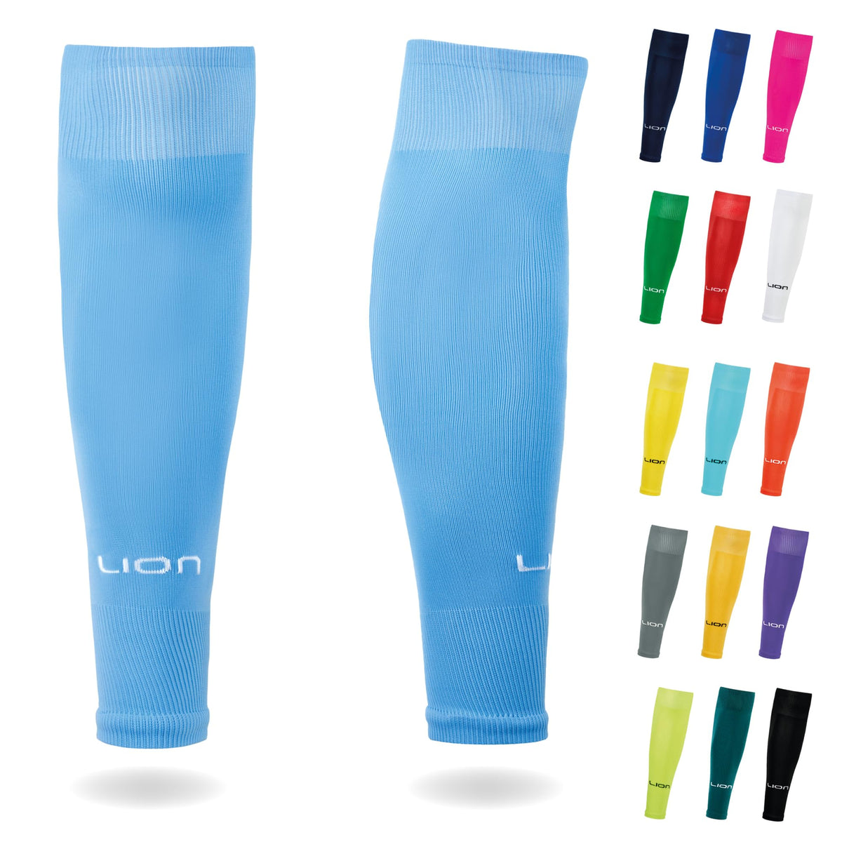 LION SPORTSWEAR Football Sock Sleeves To Accompany Grip Socks - Fits Over Calf/Shin Pads - Variety Of Colors To Match Your Team Kit