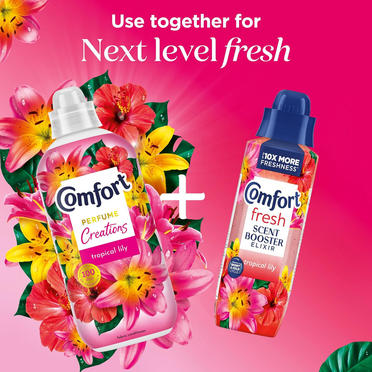 Comfort Perfume Creations Tropical Lily Fabric Conditioner Softener with Motion-Activated Fragrance Technology 100 Days of Freshness 30 washes (900 ml)