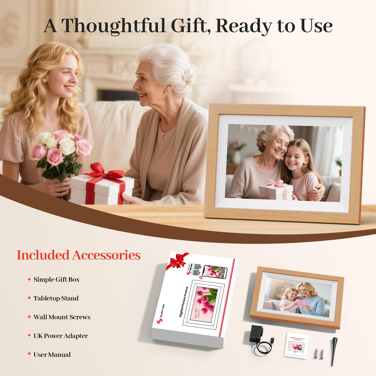 Frameo WiFi Digital Photo Frame 10.1 Inch - 1280x800 HD IPS Touch Screen Picture Frame Electronic, 32GB Memory, Auto Rotate, Wall Mountable, Digital PictureFrame for Sharing Photos and Videos
