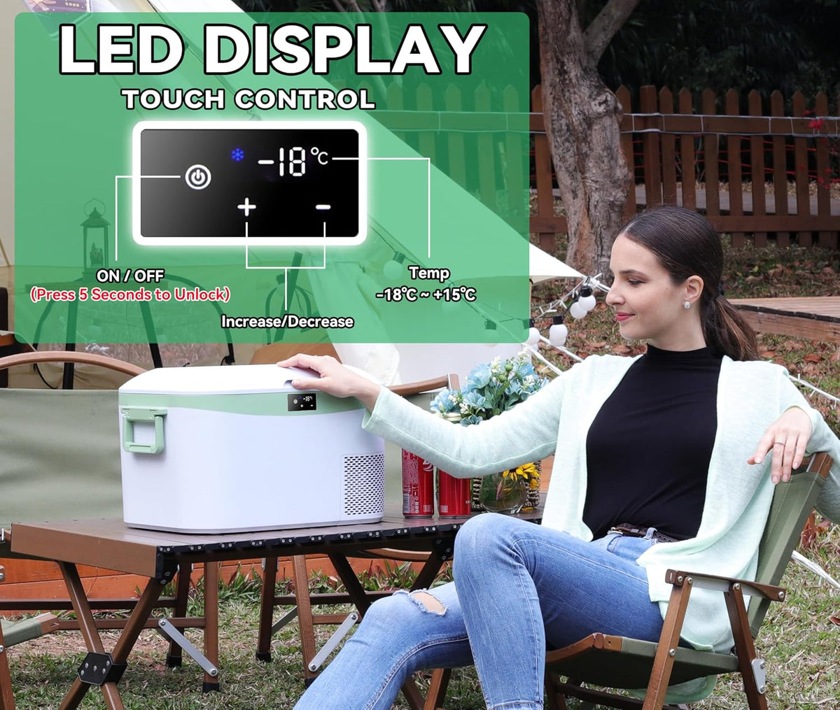 BINGI 12.8L Car Fridge Freezer Portable Compressor Cooler, 12V/24V DC & 100-240V AC Mini Refrigerator for Camping, RV, Truck, Boat, Travel, Picnic, Home Use (-18℃ to 15℃)