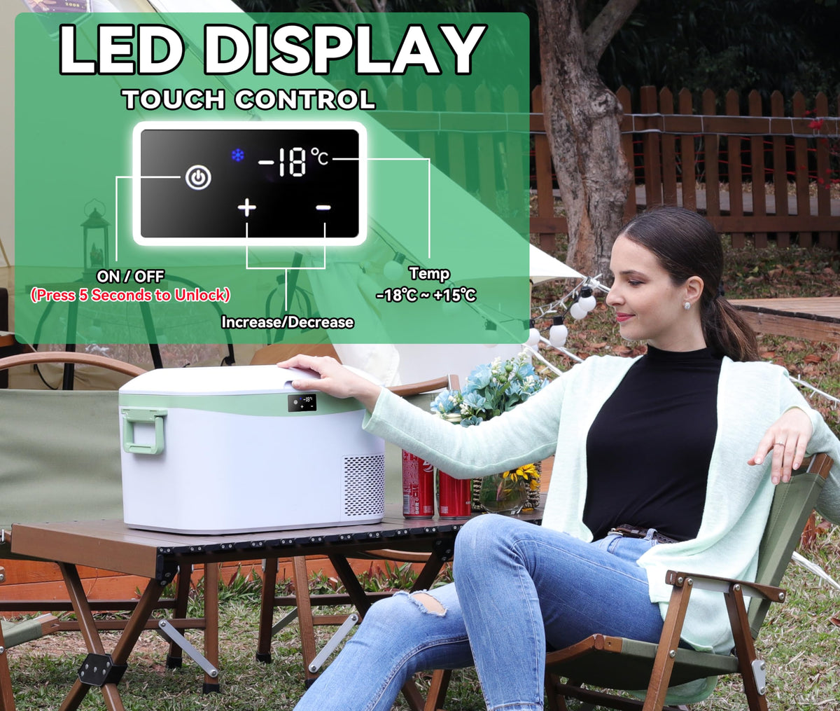 BINGI 12.8L Car Fridge Freezer Portable Compressor Cooler, 12V/24V DC & 100-240V AC Mini Refrigerator for Camping, RV, Truck, Boat, Travel, Picnic, Home Use (-18℃ to 15℃)
