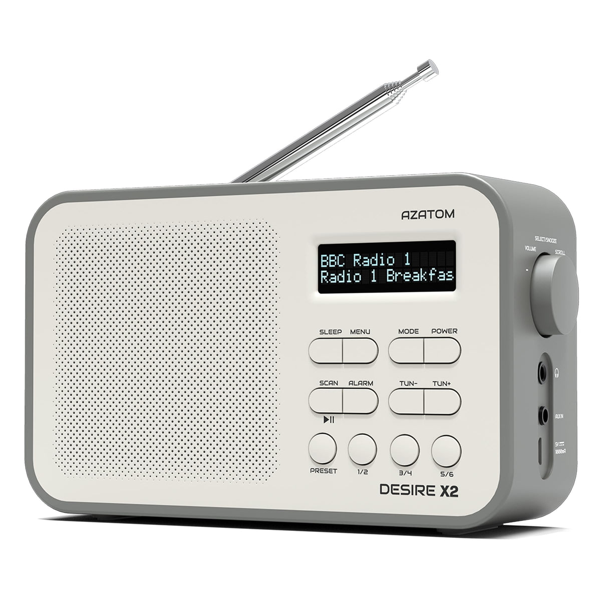 DAB/DAB+ & FM Portable Digital Radio | Simple Controls | Dual Alarms & Sleep Timer | Battery & Mains Powered (4x”AA”) | Bluetooth | Perfect for Home, Office or Outdoors | AZATOM Desire X2 (Black)