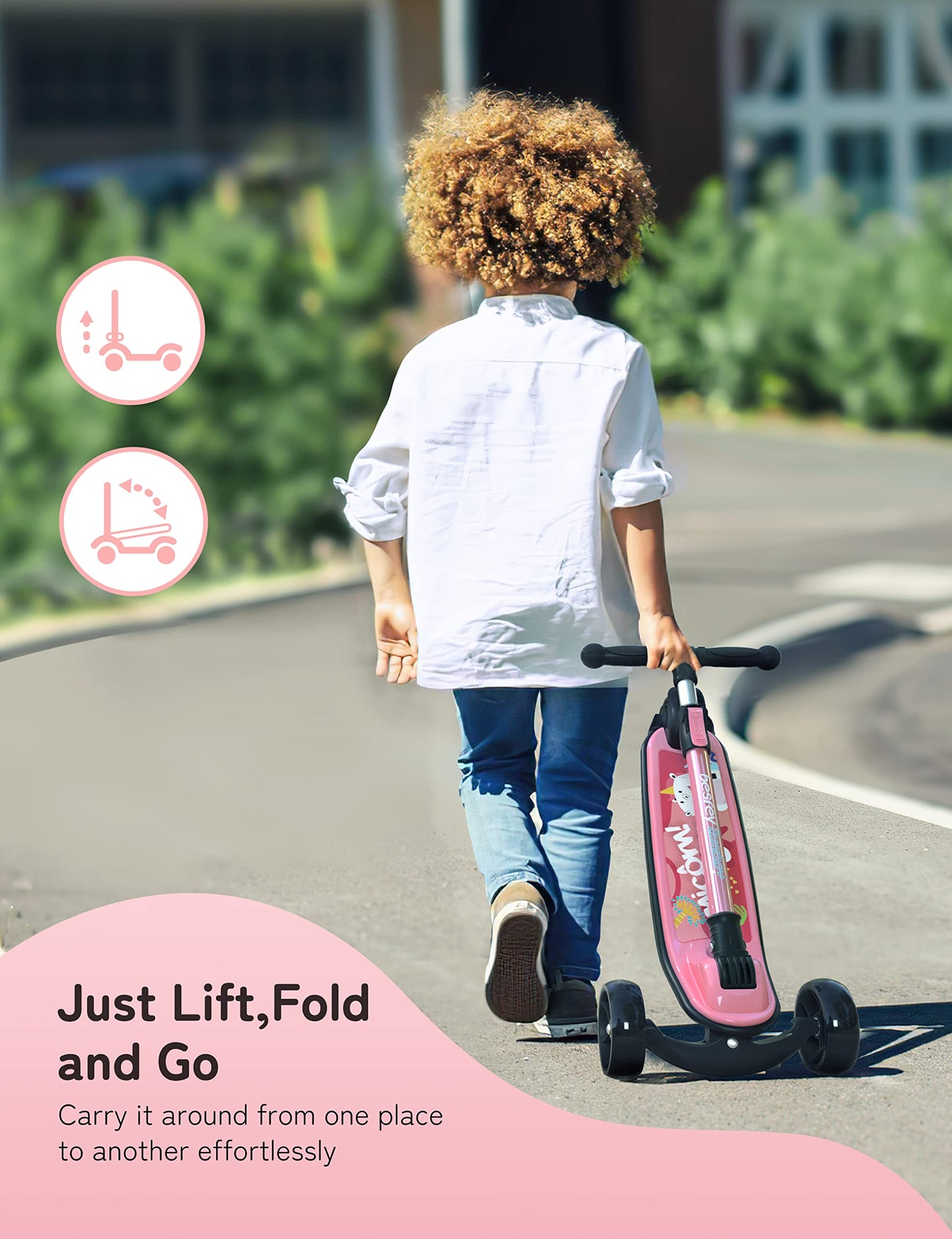 besrey 3-Wheel Toddler Scooter with Lean-to-Steer — Foldable, Anti-Slip Deck | Max 50 kg
