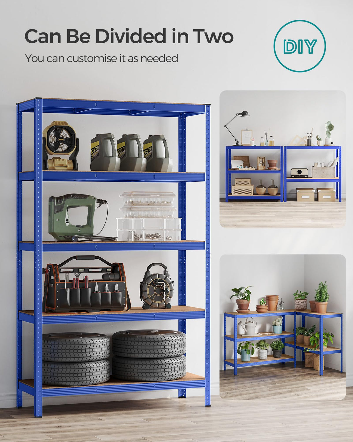 SONGMICS 5-Tier Heavy-Duty Shelving Units, Set of 2, Boltless Assembly