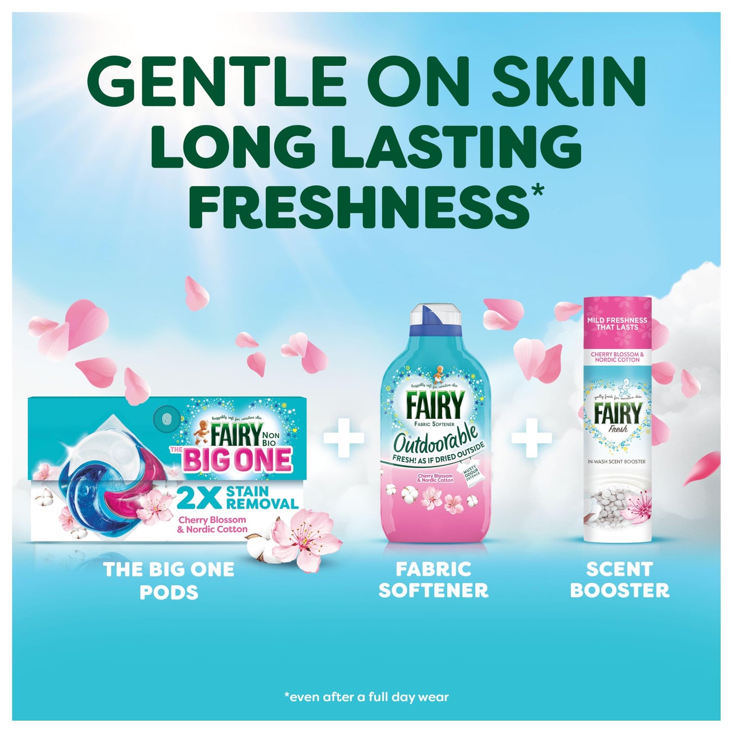 Fairy In-Wash Scent Booster 495g, Cherry Blossom & Nordic Cotton, Mild Freshness that Lasts, Voted No1 for Sensitive Skin