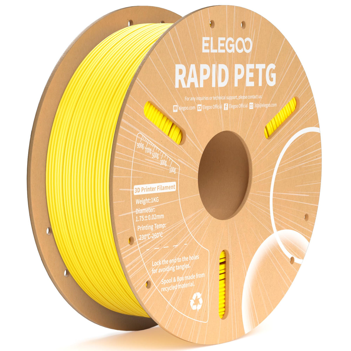 ELEGOO Rapid PETG 3D Printer Filament 1.75mm Black 1KG