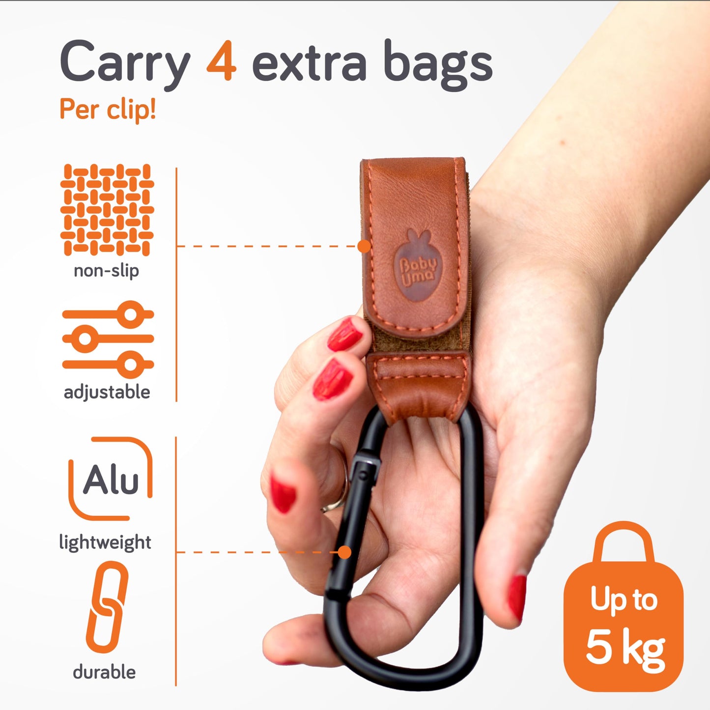 Baby Uma Buggy Clips - 2022 Double-Platinum Winning Pram Clips, Universal Pram Accessories, 5 kg Weight Capacity & Non-Slip, Baby Travel Essentials