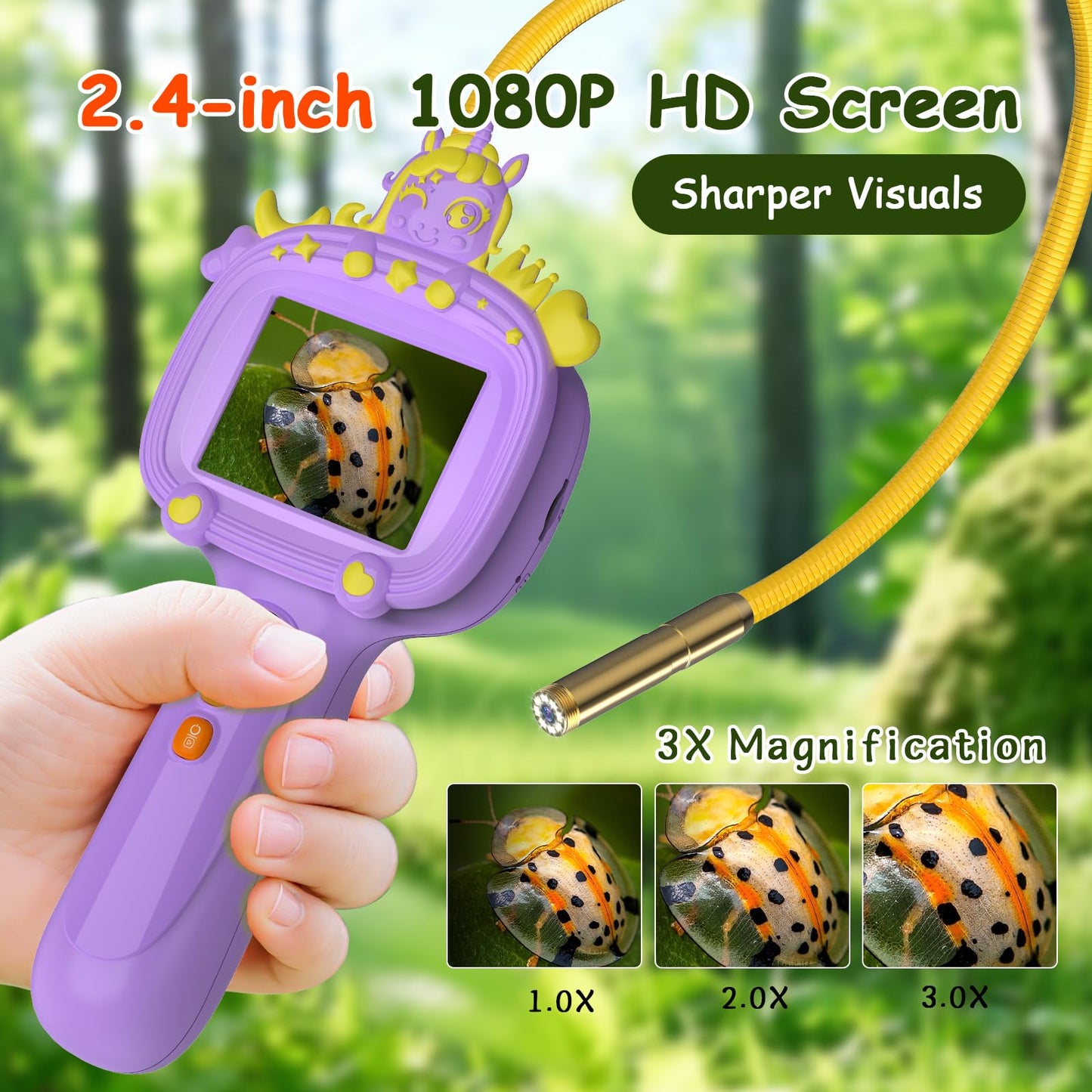Kids Endoscope Camera with Light, Educational Science Toys Kit, Best Birthday Gifts for 4,5,6,7,8,9,10 Years old Boys & Girls, for Outdoor Camping Nature Exploration Activities (Purple)