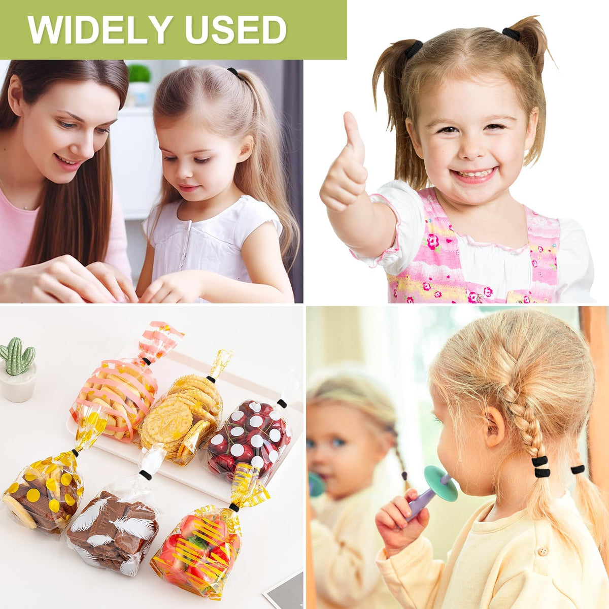 Hanyousheng 200 Pcs Baby Hair Bands, Multicolor Toddler Hair Bobbles, Baby Hair Bobbles, Toddler Hair Bands, Seamless Elastic HairBands, BabyHair Ties, for BabyGirls Kids Toddlers