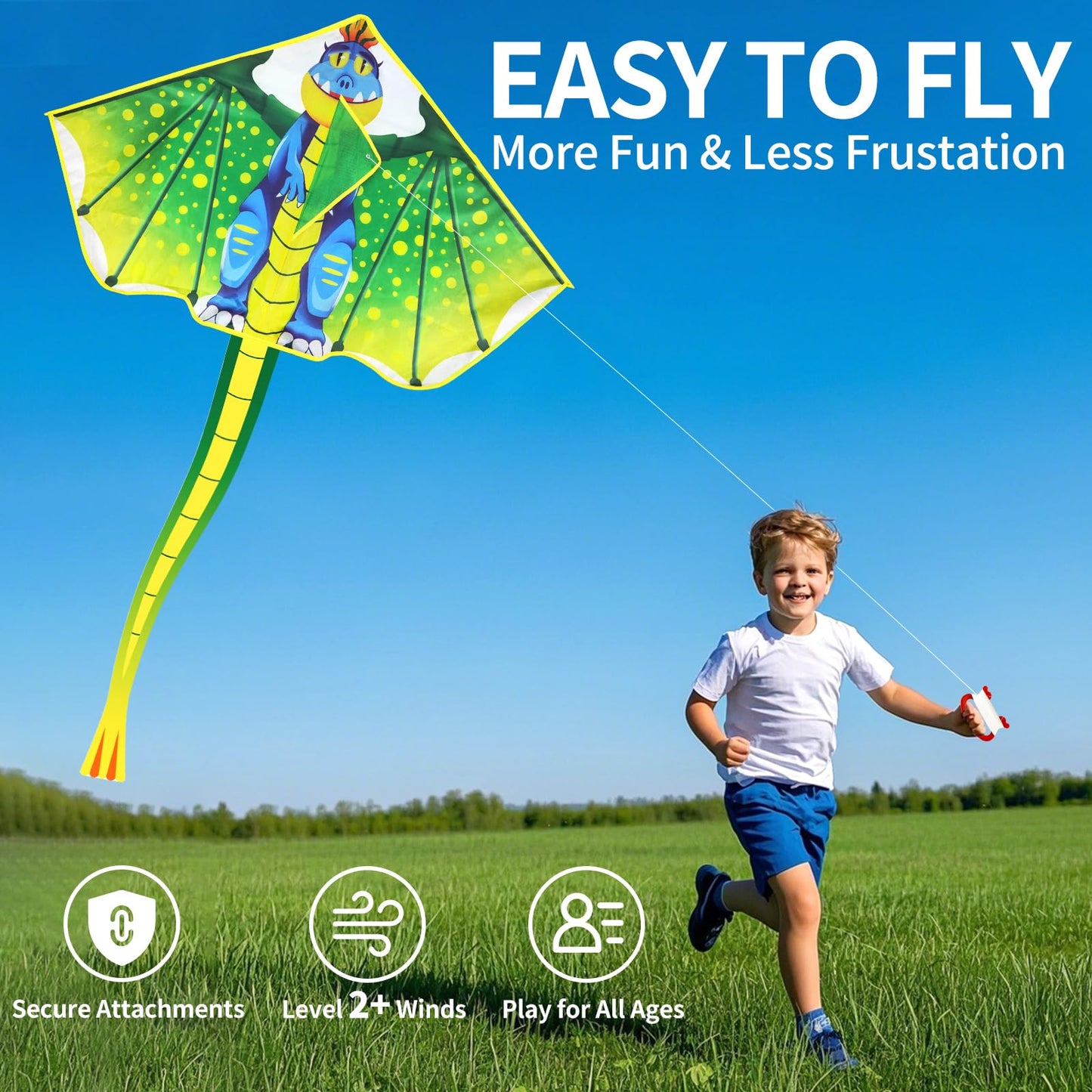 YongnKids Huge Kite Kids Easy to Fly for Ages 4-8 Children and Adults|Beginners, with 328ft String & Spool, Gift Packaging, Outdoor Games Flying Toys