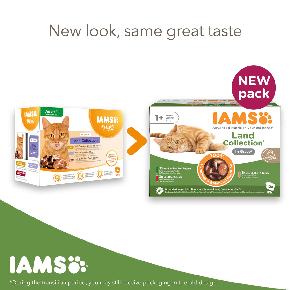 IAMS Adult Wet Cat Food Land & Sea in Jelly 72 x 85g
