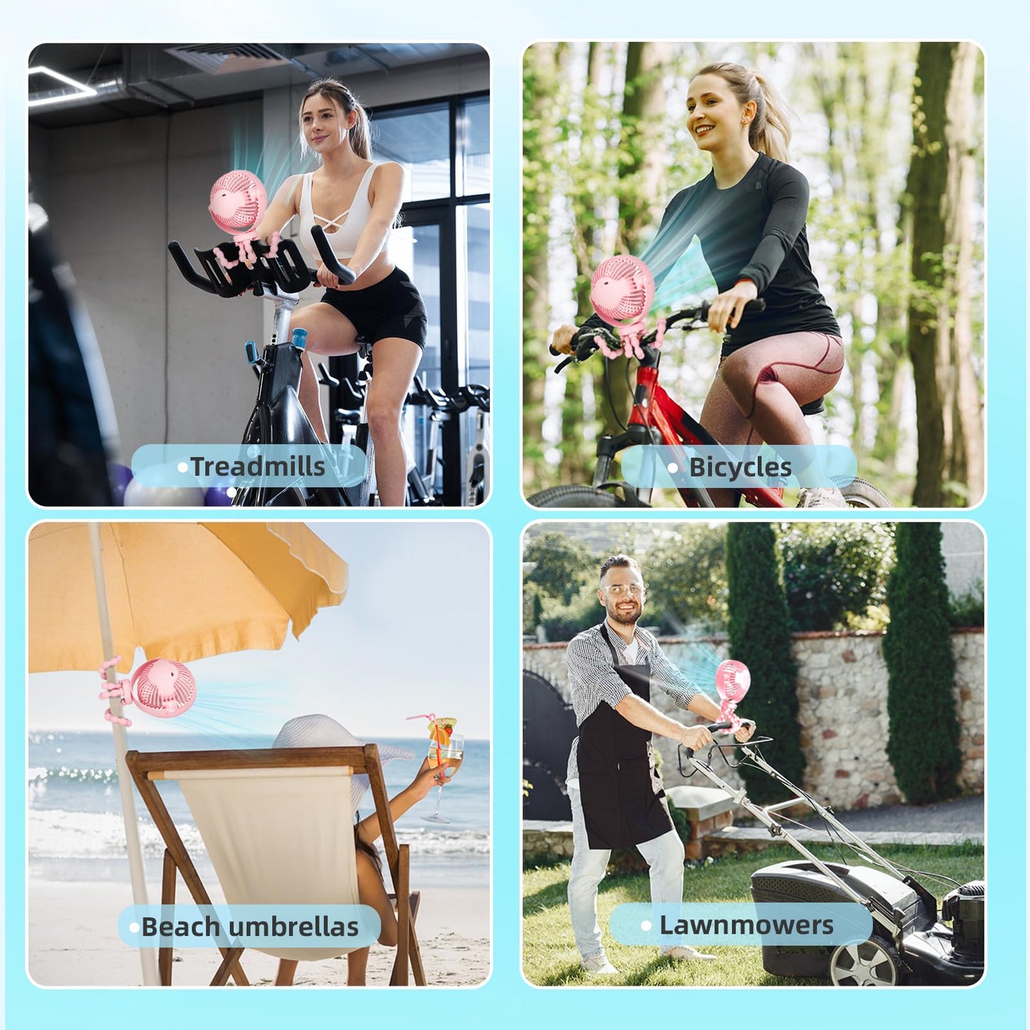 Baby Stroller Fan,20H Work Time Buggy Battery Powered Clip on Fan with Flexible Tripod Travel Beach Essentials for Car Seat Pram Crib Bike Treadmill Umbrella Wheelchairs Camping