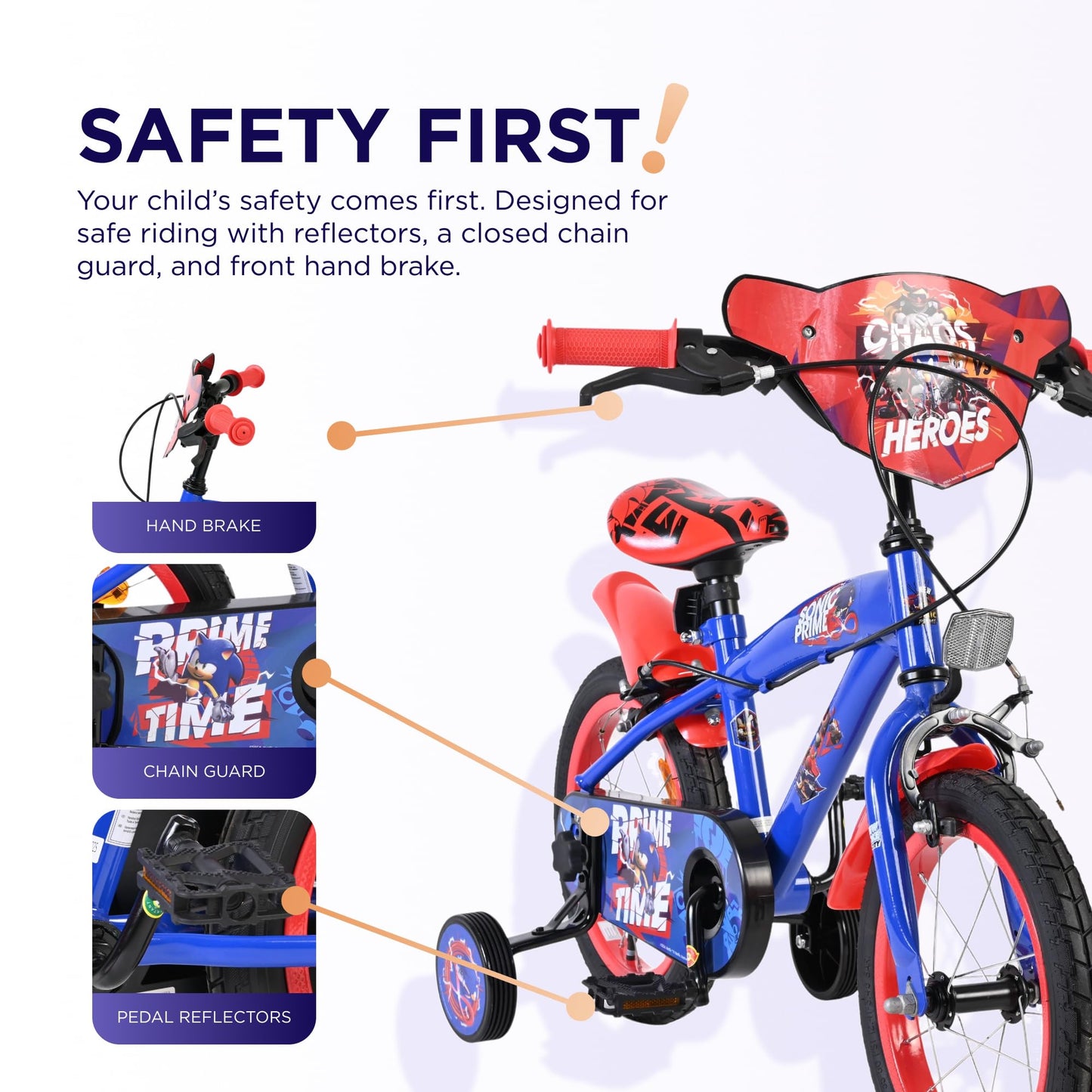 Volare Official Marvel Spider-Man Kids Bike 12" with Stabilisers — Ages 3-4
