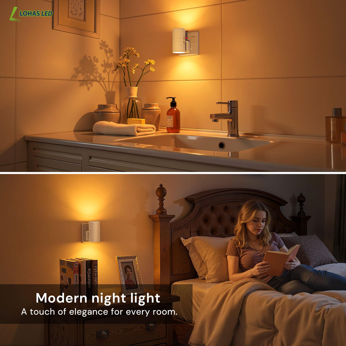 LOHAS-LED Plug in Night Light,Dimmable Nightlight 100LM,Dusk to Dawn Sensor