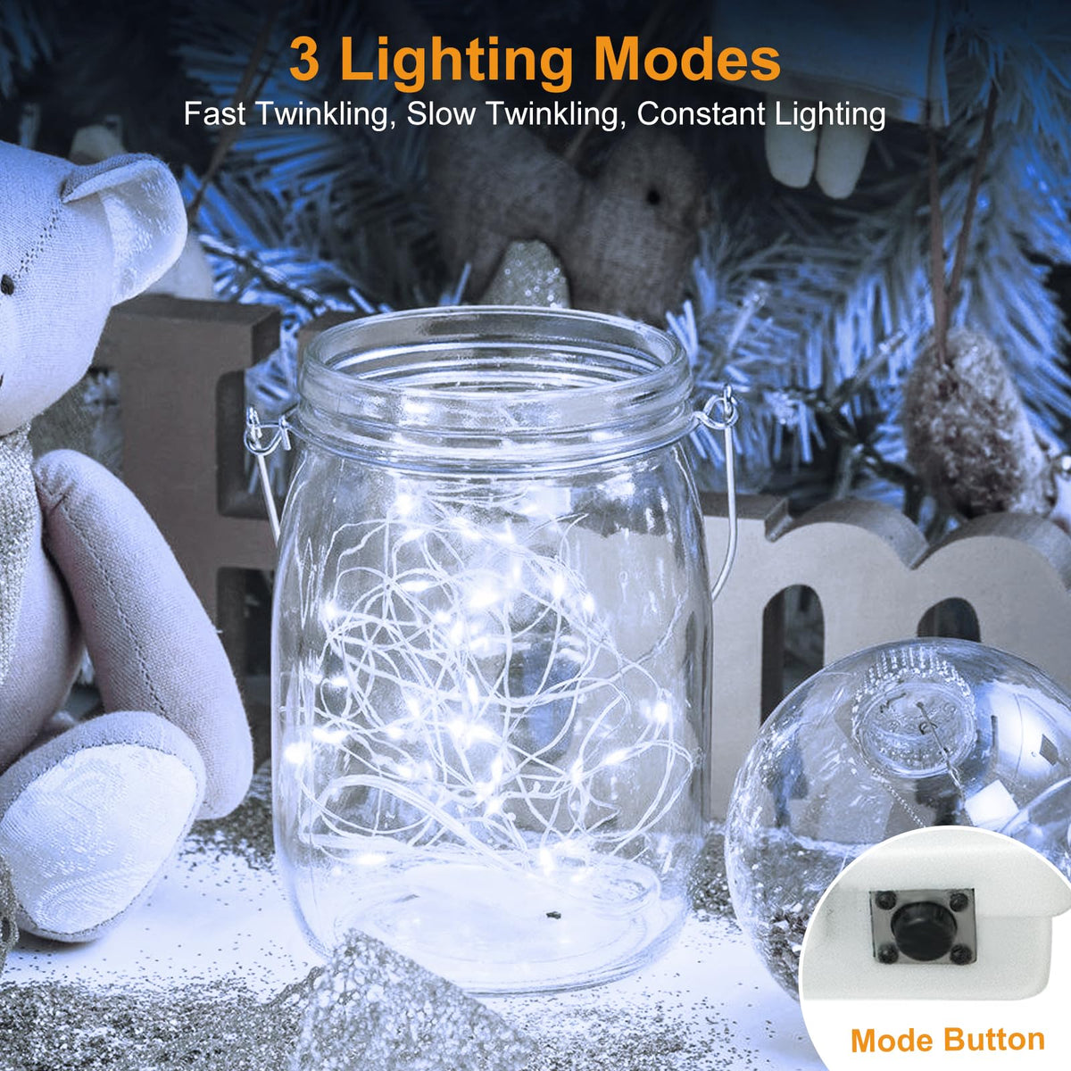 btfarm 12 Pack 3 Modes Fairy Lights Battery Operated, 2M 20LED String Light
