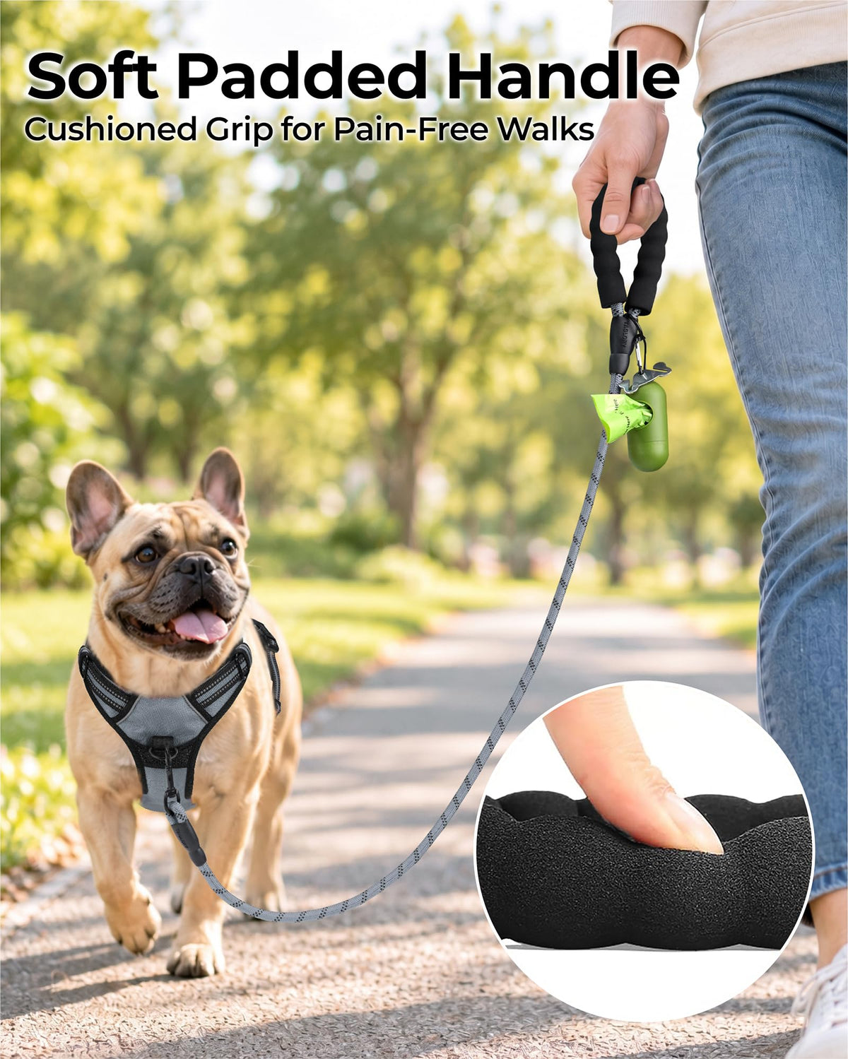 Taglory Rope Dog Lead with Soft Padded Handle – Reflective Rock Climbing Rope Lead for Small and Medium Dogs 120 cm 1.0 cm Black