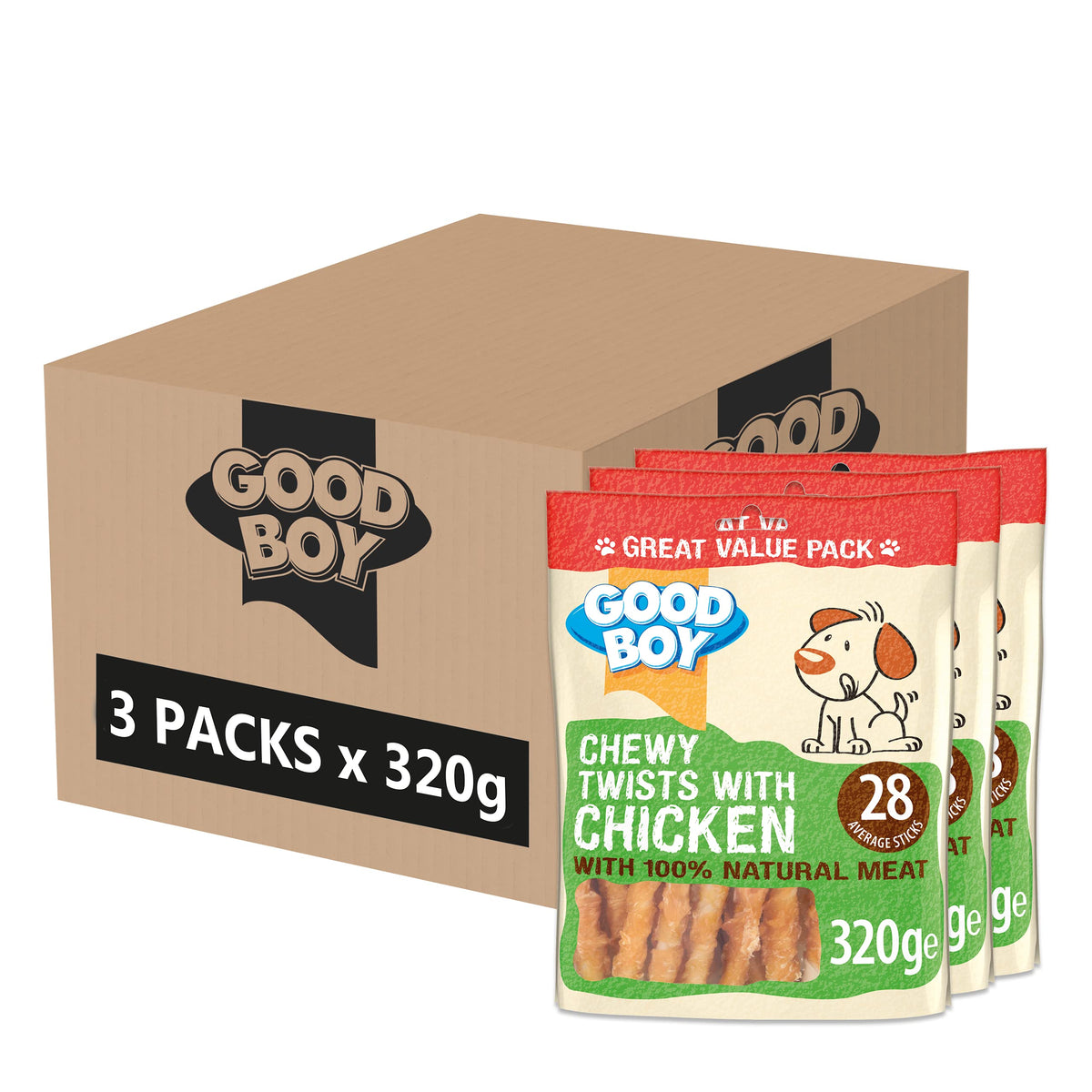 Good Boy Chicken & Hide Twisters Dog Treats 220g