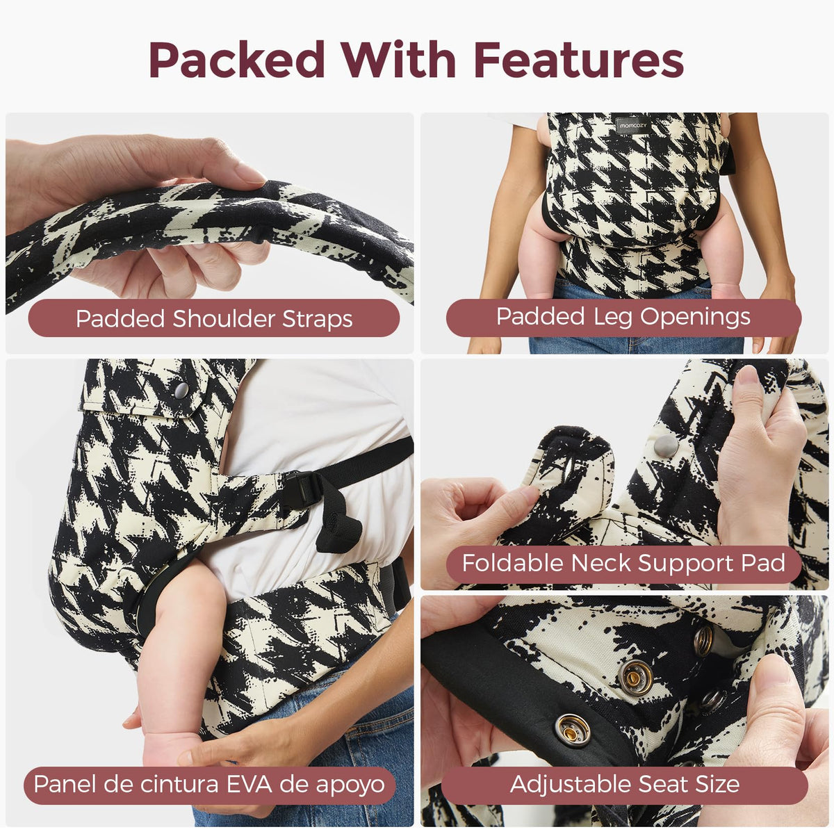Momcozy Baby Carrier for 3-24M/3.2-20kg, Waist 64-127cm, Cotton Khaki