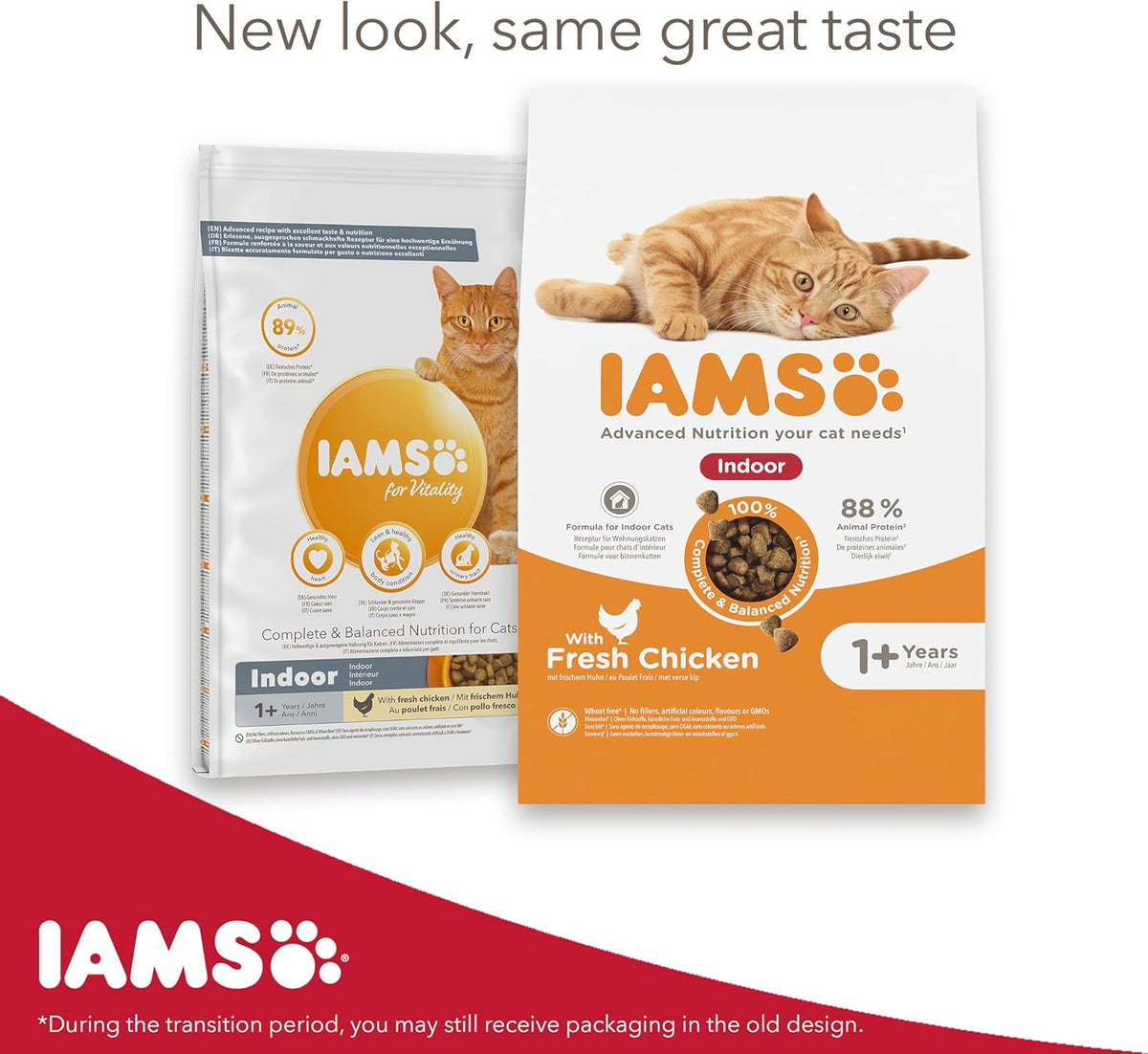 IAMS Indoor Complete Dry Cat Food Chicken 3kg - Litter Odour Control, Hairballs & Weight Management