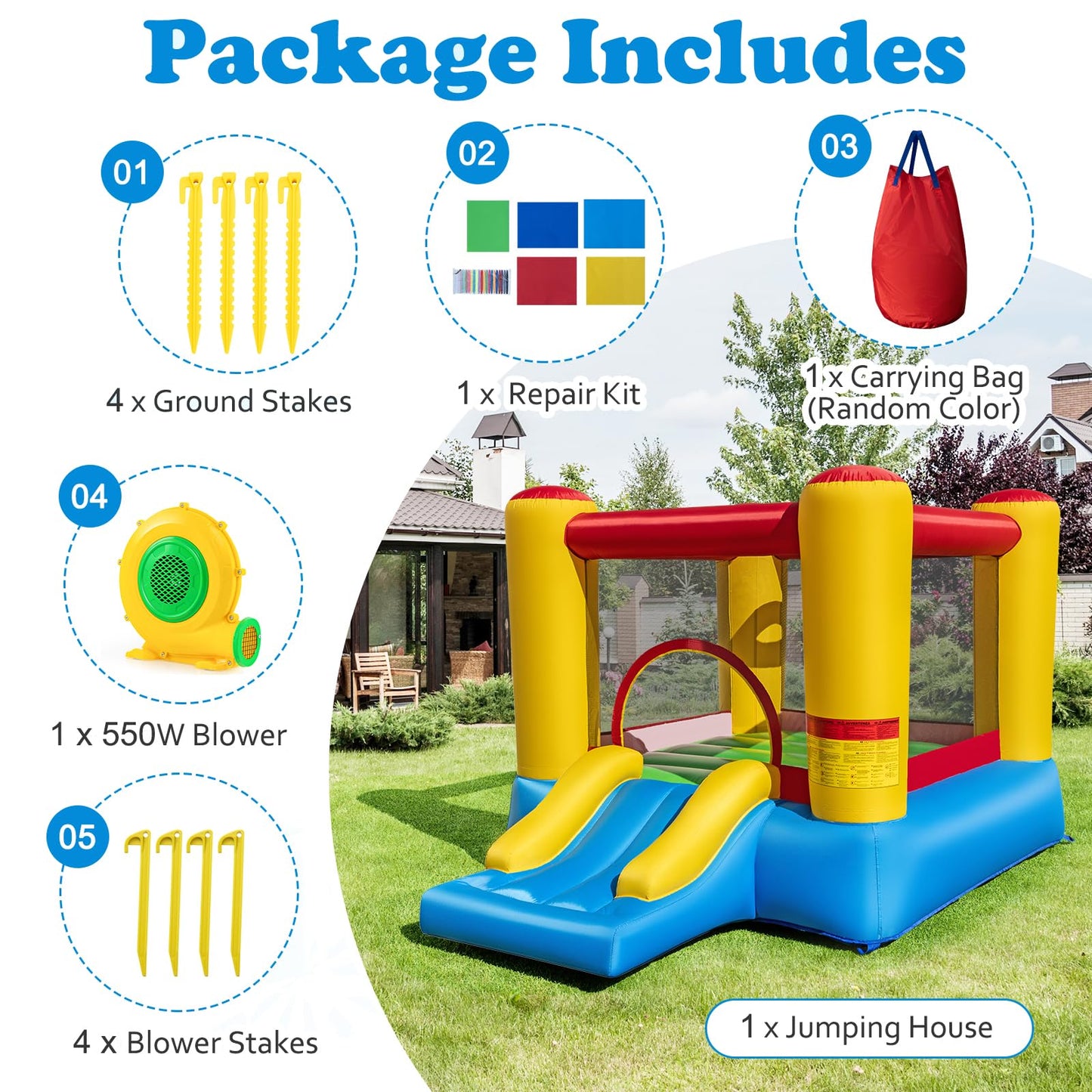 Maxmass Kids Inflatable Bouncy Castle with Slide & Basketball Hoop — 297x203x189cm | Ages 6-14