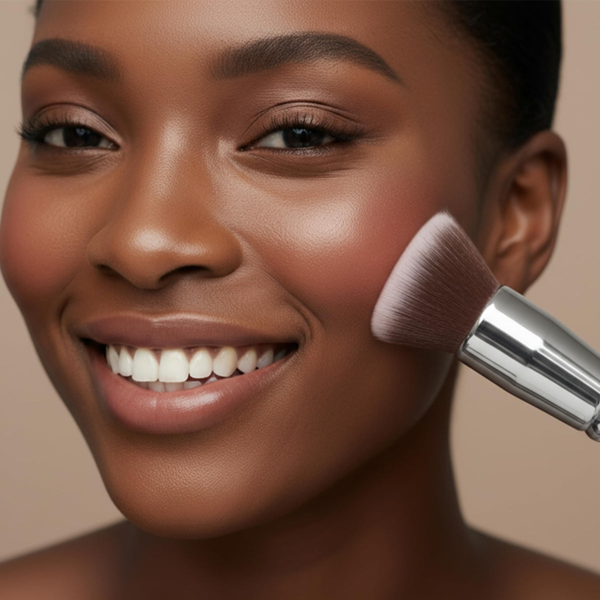 Make Up Brush Foundation Kabuki Flat Top, Perfect For Blending Liquid Cream