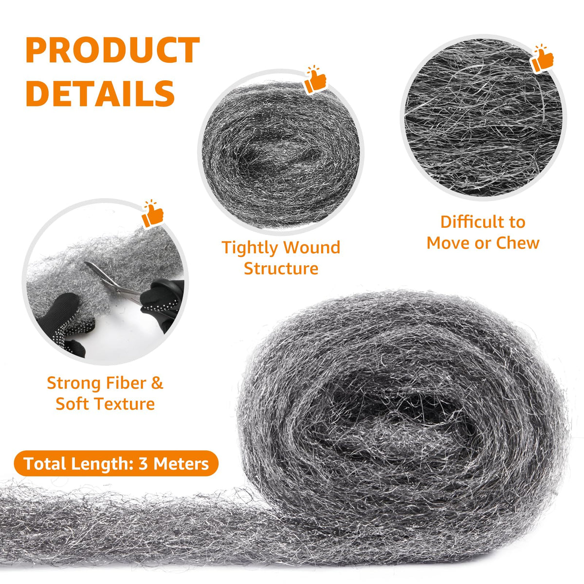 PICK FOR LIFE Steel Wool Mice Blocker 2 Pack Coarse Wire Wool Rat Fill Hole