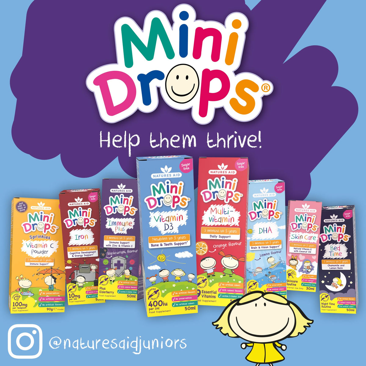 Natures Aid Mini Drops Multi-Vitamin for Babies, Kids & Children 50ml