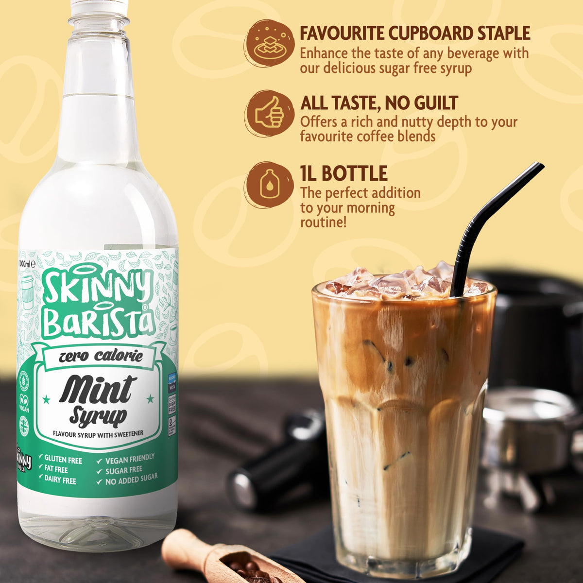 Skinny Food Co Butterscotch Syrup Zero Calorie 1L - Sugar Free Coffee Syrup