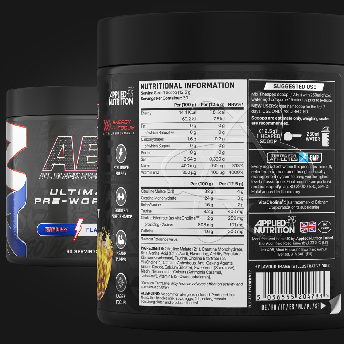 Applied Nutrition ABE Pre Workout Powder Tropical 375g