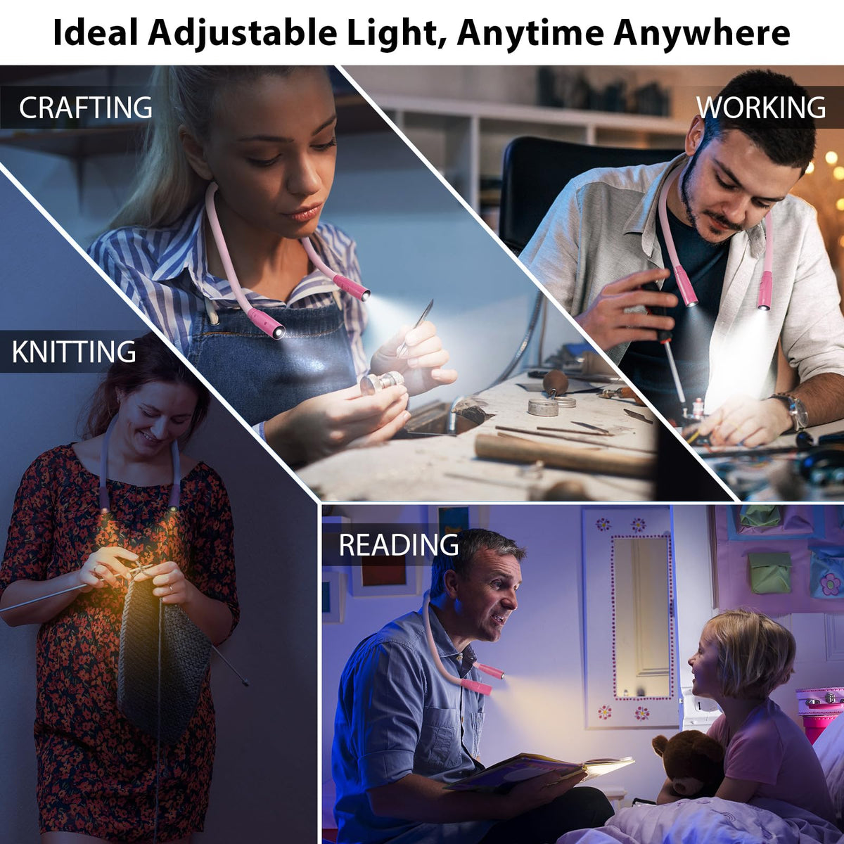 LUXJET Rechargeable Neck Book Light Night Lamp for Reading (Dark Blue)