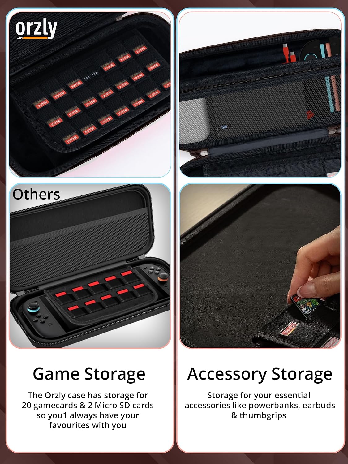 Orzly Carry Case for Nintendo Switch Lite Protective Hard Shell Portable Travel Carry Case with Storage for Accessories & Game Cartridges (Red & White)