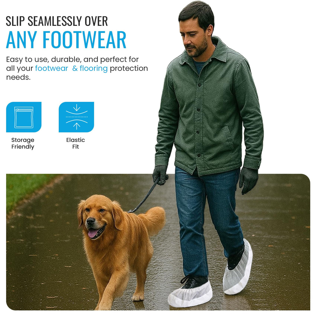 TYGA 20 Pieces Waterproof Reusable Shoe Covers - Blue