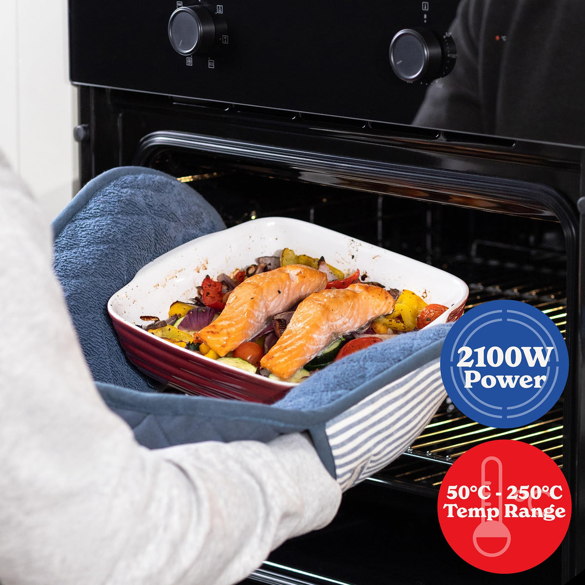 Russell Hobbs 70L, 60cm Wide, Single Electric Built-in Fan Oven and Grill in Stainless Steel, 6 Oven Functions, RHFEO7004SS