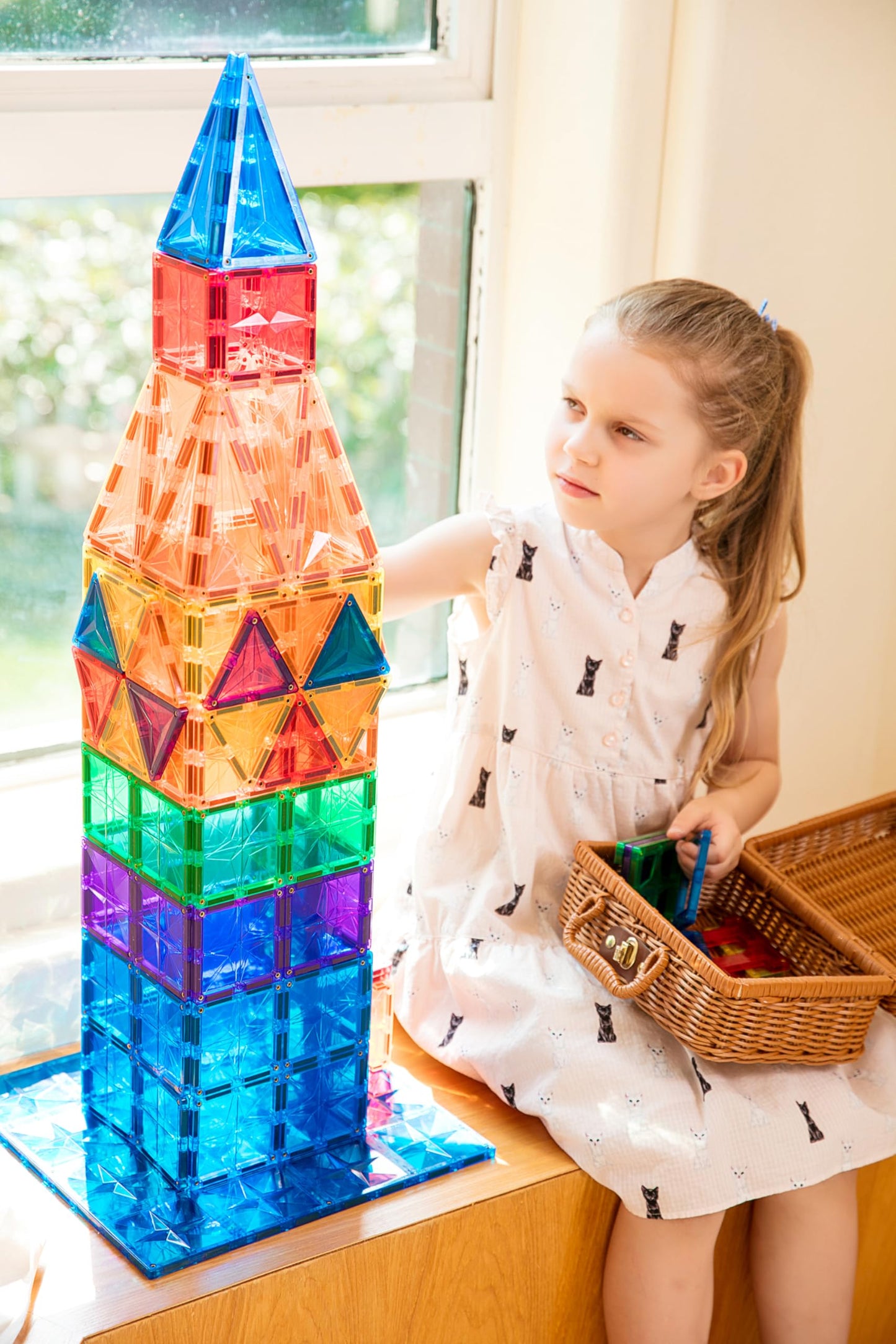 MEGAGONTILES 110PCS Premium Magnetic Tiles Set | STEM-Authenticated Magnetic Building Blocks | Educational Construction Toy for Kids Ages 3–8 (Boys & Girls)