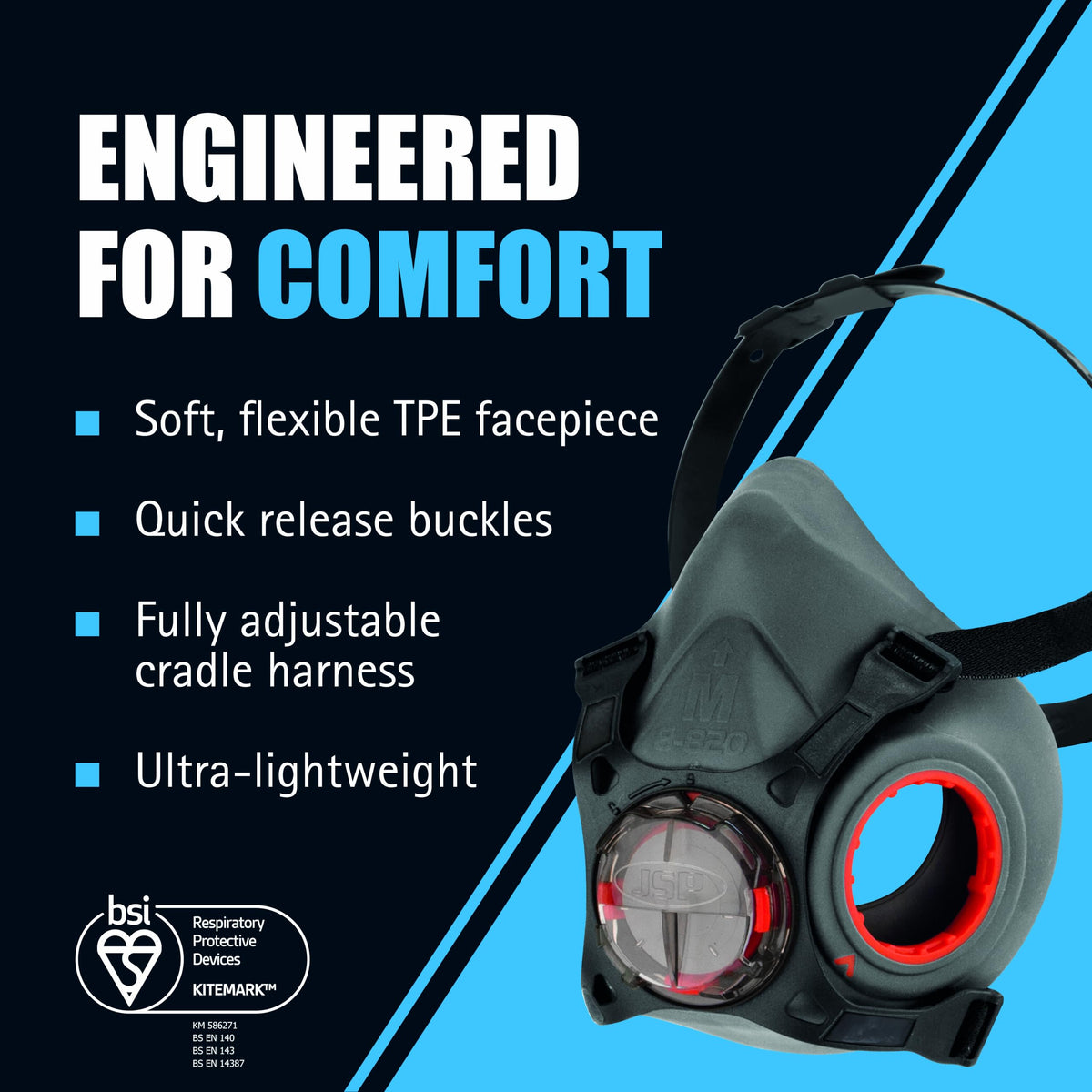 JSP FORCE 8 Half Mask Reusable Respirator with PressToCheck P3 Filters