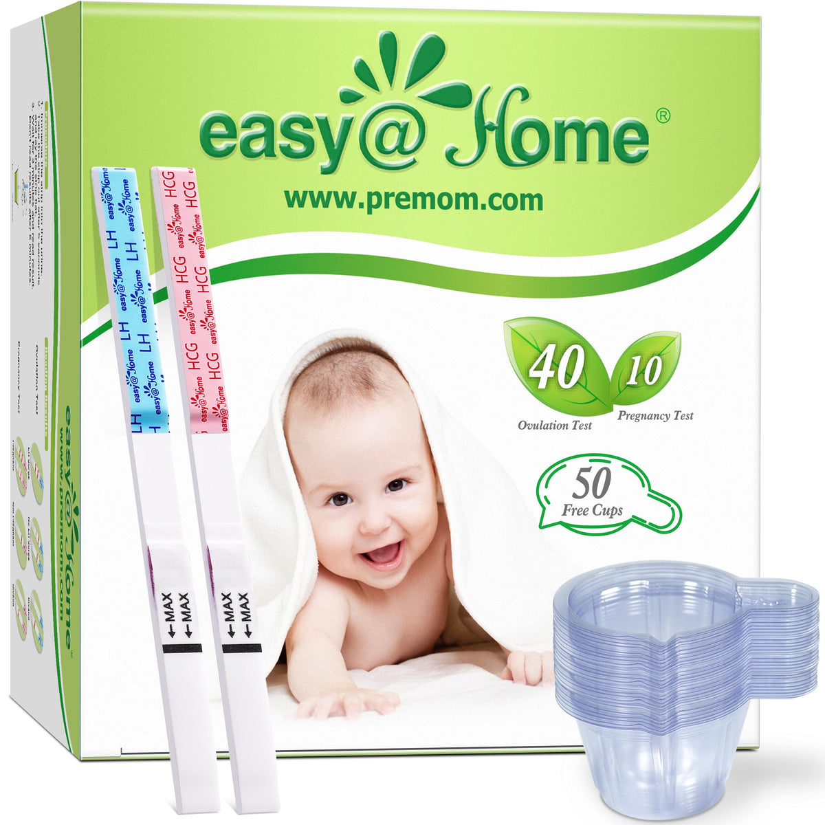 Easy@Home Ovulation Tests 25 Pack, LH Test Kit Powered by Premom App
