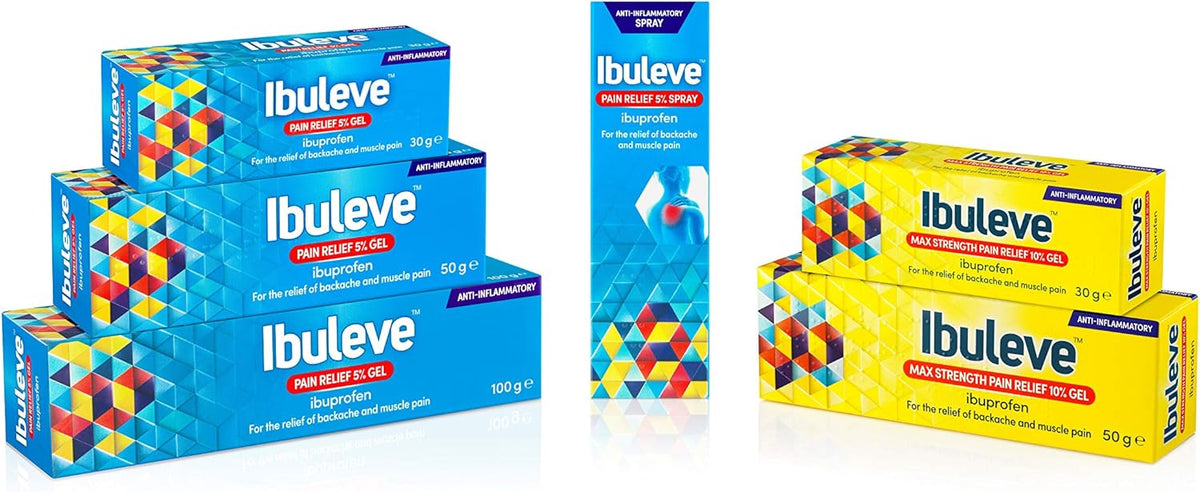 Ibuleve Max Strength Pain Relief 10% Ibuprofen Gel, Maximum Anti-Inflammatory Relief for Joint Pain, Sprains, Backache, Muscular Pains and Sports Injuries, 50 g