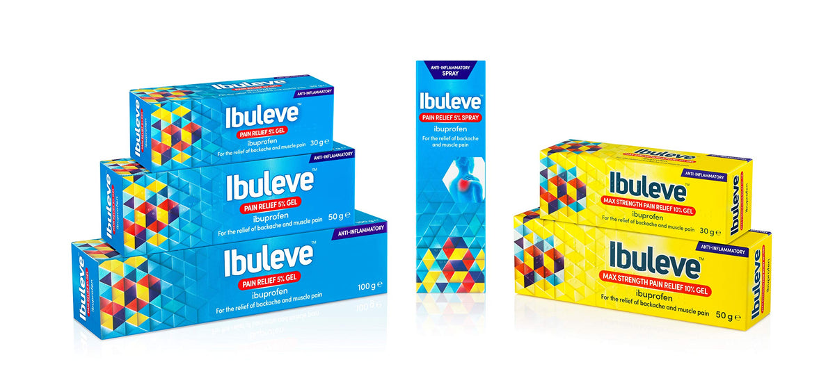 Ibuleve Max Strength Pain Relief 10% Ibuprofen Gel, Maximum Anti-Inflammatory Relief for Joint Pain, Sprains, Backache, Muscular Pains and Sports Injuries, 50 g