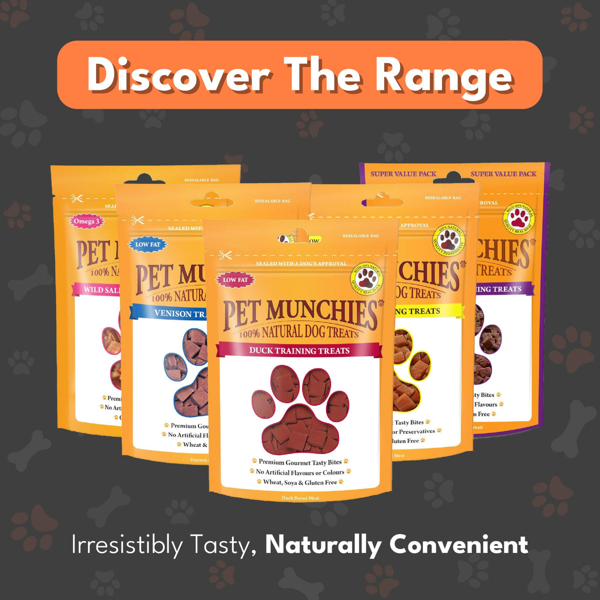 Pet Munchies Venison & Beef Liver Dog Training Treats, Grain Free Tasty Bites with Natural Real Meat, Low in Fat 50g
