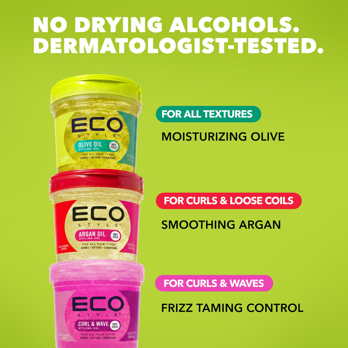 Eco Style Olive Oil Hair Styling Gel, Hydrate and Style, Green, 946 ml (Pack of 5)