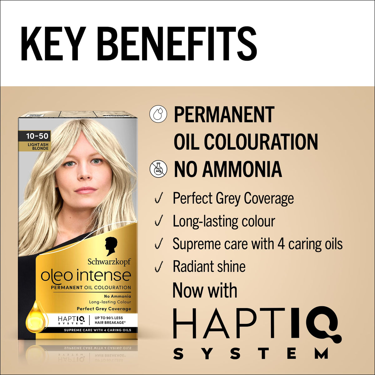 Schwarzkopf Oleo Intense Permanent Hair Colour 4-60 Gold Brown | Ammonia Free Oil Hair Dye | 100% Grey Coverage | Long-Lasting Rich Colour | With HaptIQ System & Caring Oil Mask (Pack of 2)
